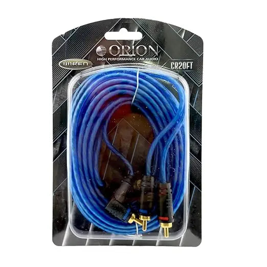 ORION Wired CR20FT (20-Ft Blue) 2 Channel RCA Male to RCA Male Stereo Car Audio Cable Orion